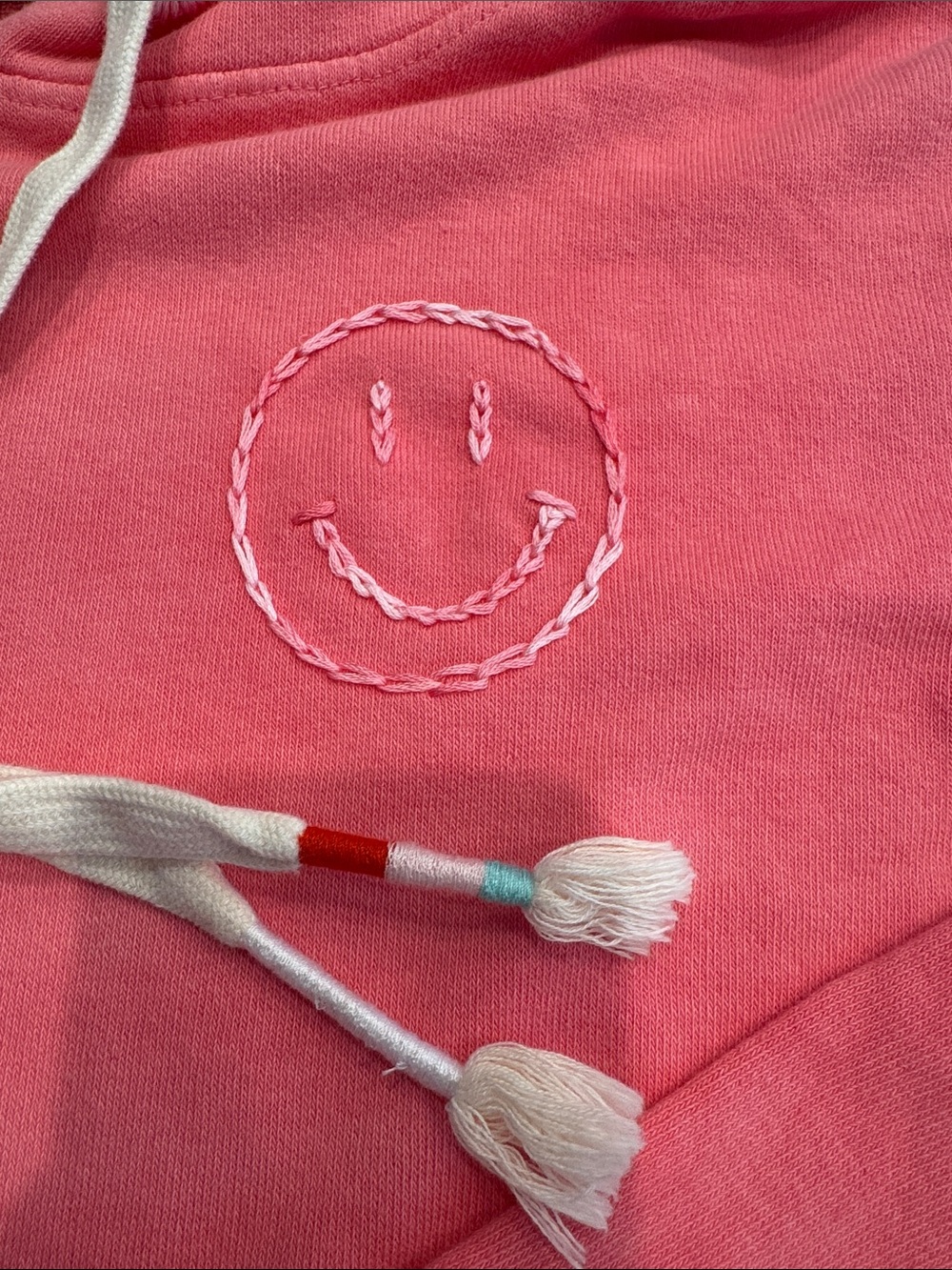 Wildfox Women’s Tie Dye Smiley Embroidered Cropped Hoodie Sweatshirt XS Cotton